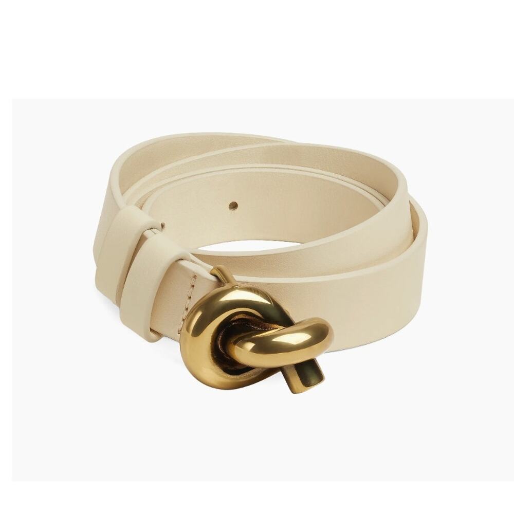 Bottega Veneta Knot Leather Belt "String" Color Off White Gold